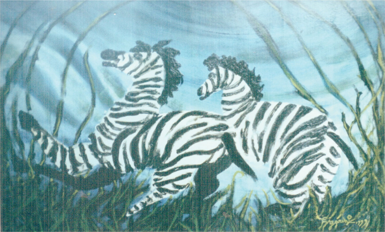 1999 – Zebras – Acrílica s madeirite – estilo impressionista