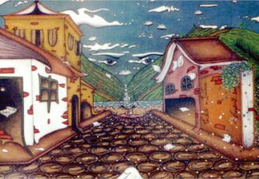 2001 – Tributo a Leitura 2 – Lápis de cor e acrílica s cartão – estilo surrealista