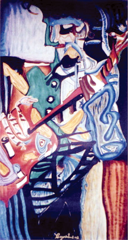 2002 –  O Guitarrista –  Acrílica s tela – estilo semi-abistrato