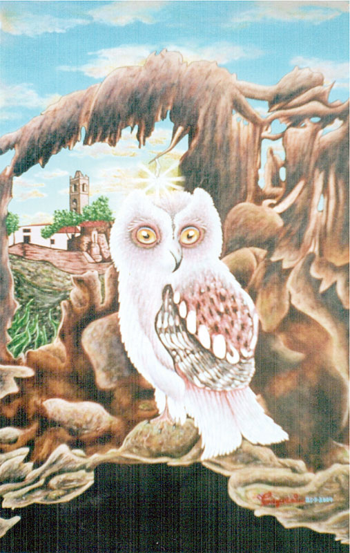 2004 – Coruja na Gruta – Acrílica s tela – estilo clássico